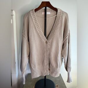 Free People Taupe Textured Cardigan